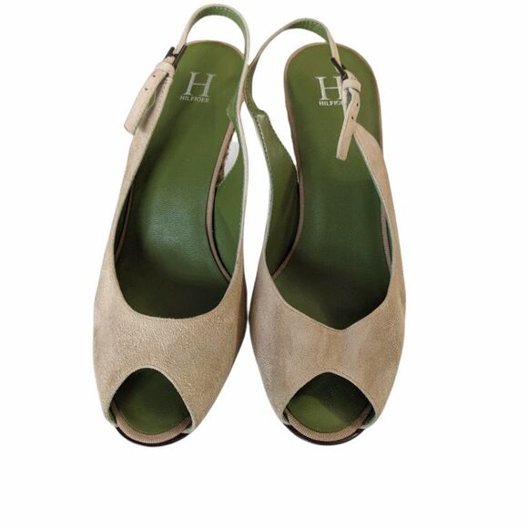 Women's Hilfiger Suede Slingback Tiger Stripe Wedge. Size 7 M - Picture 2 of 6